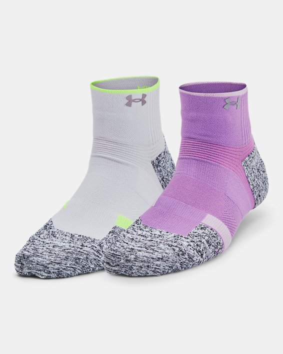 Women's UA ArmourDry™ Pro 2-Pack Quarter Socks in Purple image number 0